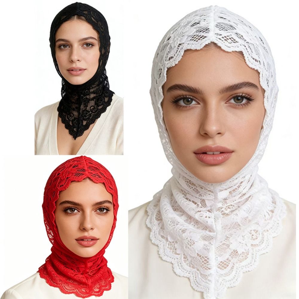 Street Fashion Hijab - Lace Decorative Turban Caps Neck Warmer