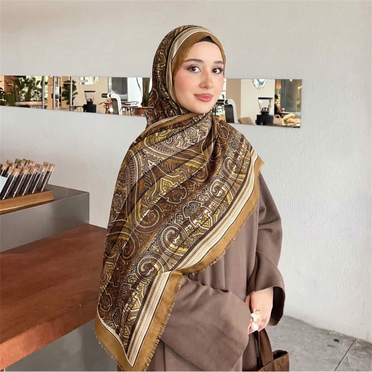 Street Fashion Hijab - Vintage Paisley Print Hijab Scarf Soft