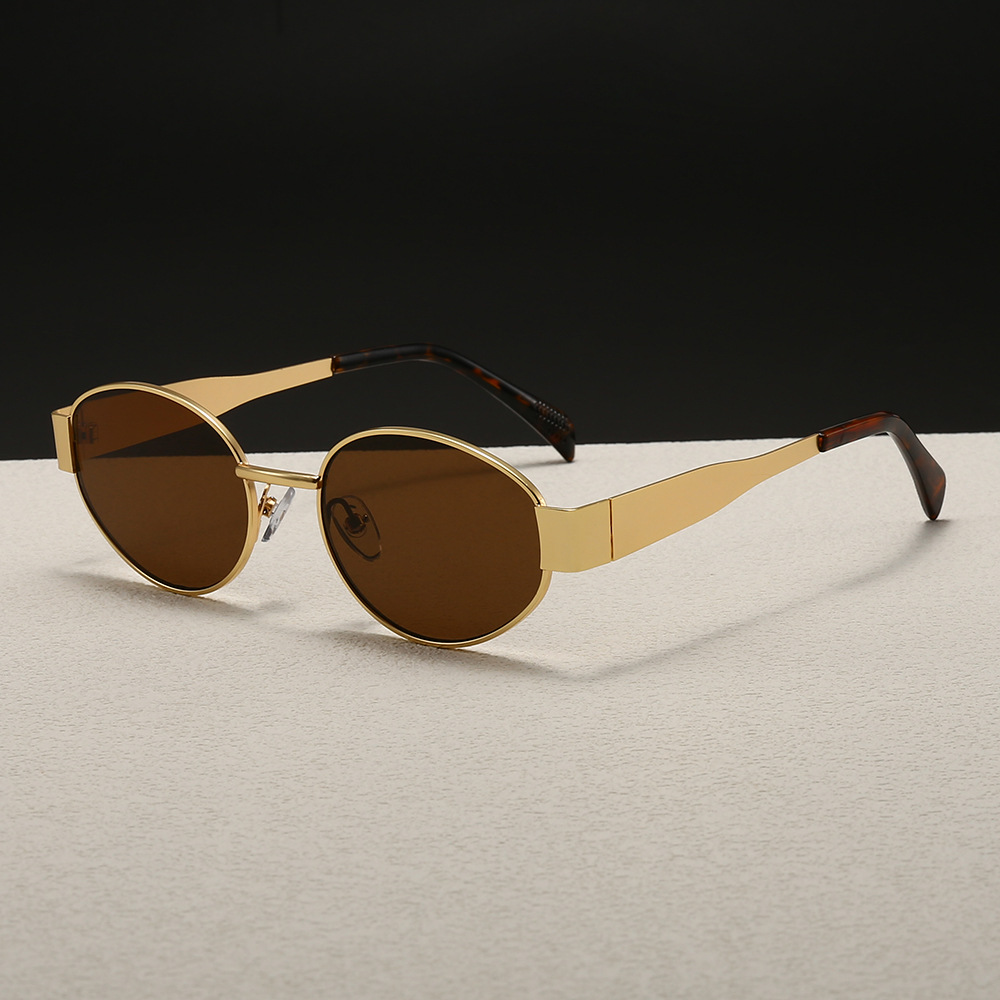 Trendy Round Frame Metal Sungl - Street Fashion Glasses 评论和价格