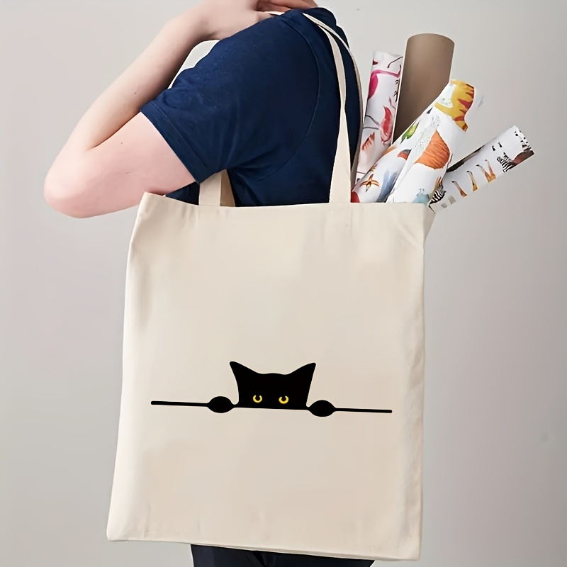 Linear Cat Print Pattern Fashi - Tote Bag Canvas Print 评论和价格
