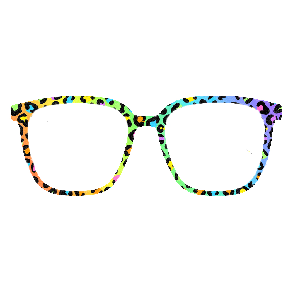 Trendy Rainbow Leopard Print S - Street Fashion Glasses 评论和价格