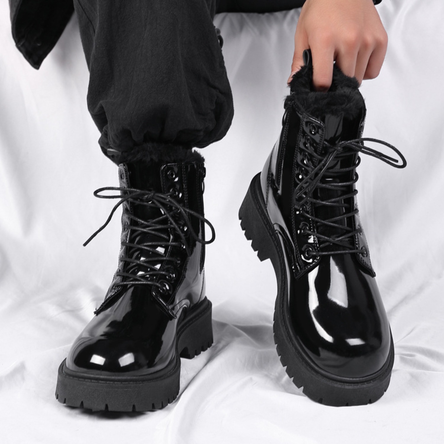 Men's warm plush high-top boot - Street Fashion Plus Size 评论和价格