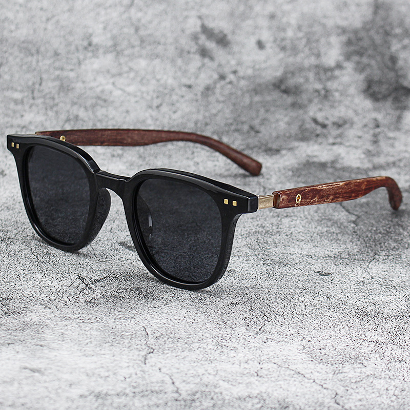 Trendy Men Vintage Wooden Fram - Street Fashion Glasses 评论和价格