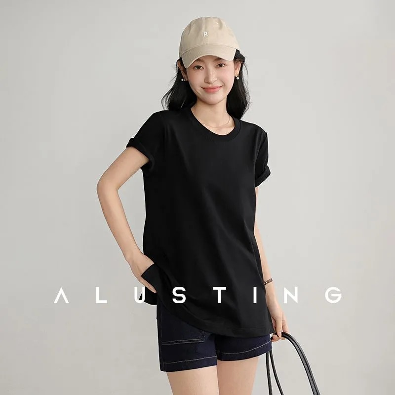 Summer Women's T Shirt Crew Ne - Longline Tee Oversized 评论和价格