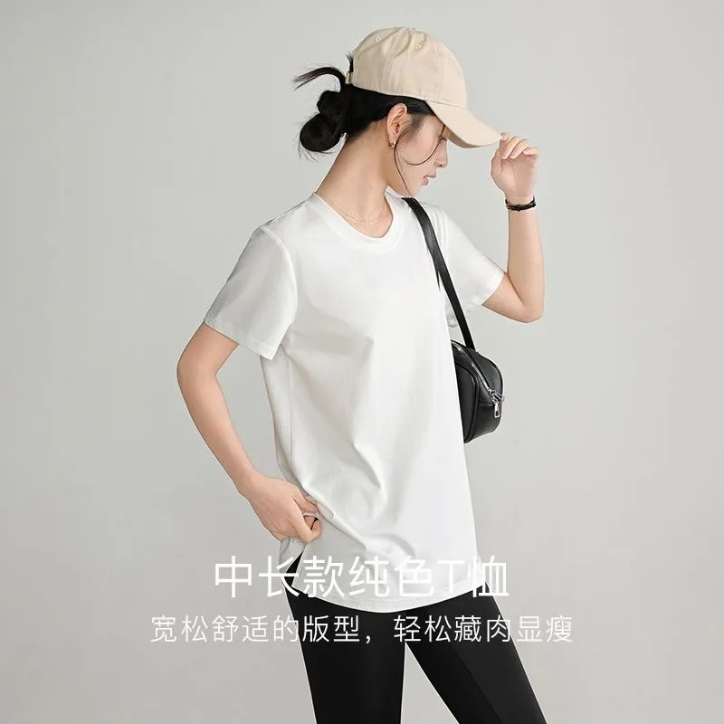 Summer Women's T Shirt Crew Ne - Longline Tee Oversized 评论和价格