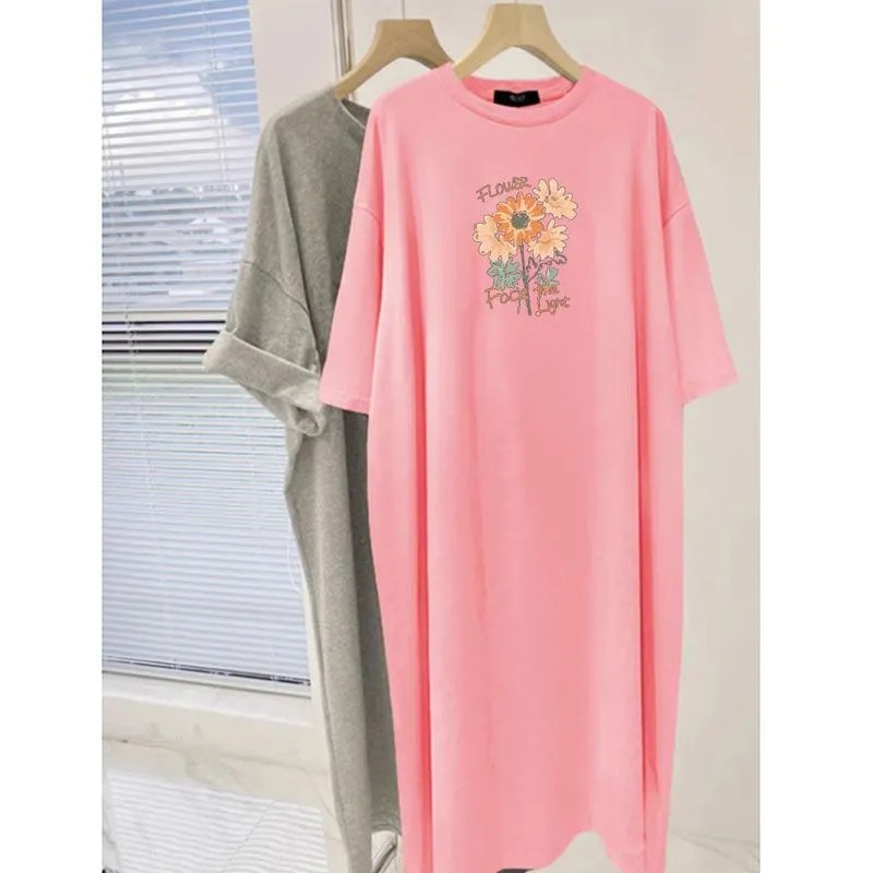 Women's Flower Print Oversized - Longline Tee Oversized 评论和价格