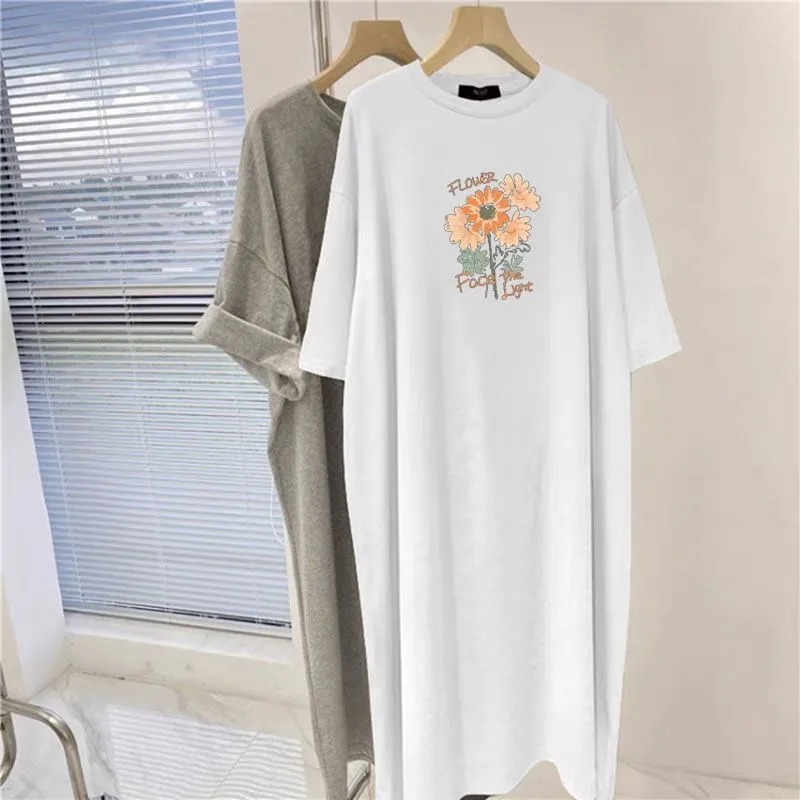 Women's Flower Print Oversized - Longline Tee Oversized 评论和价格