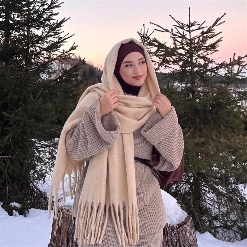 36 Colors Solid Mohair Fringe  - Street Fashion Hijab 评论和价格