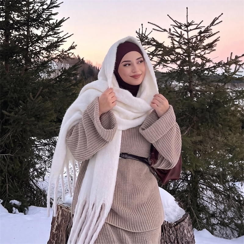 36 Colors Solid Mohair Fringe  - Street Fashion Hijab 评论和价格