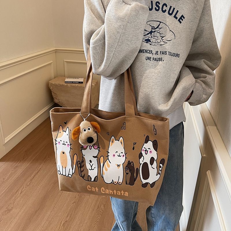 Korean Large-Capacity Canvas T - Tote Bag Canvas Print 评论和价格