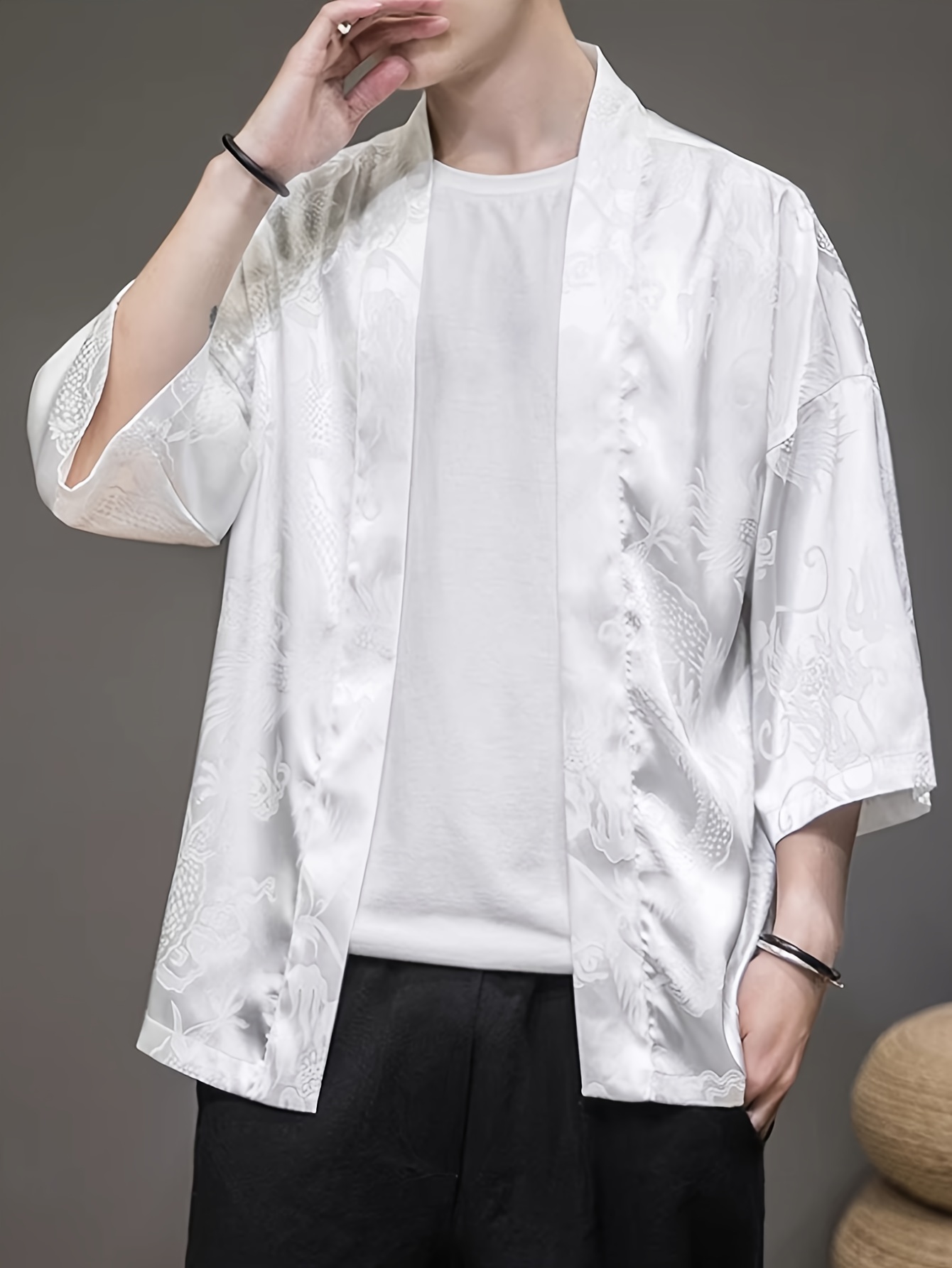 2026 Summer Men's Kimono 3D Pr - Street Fashion Designers 评论和价格