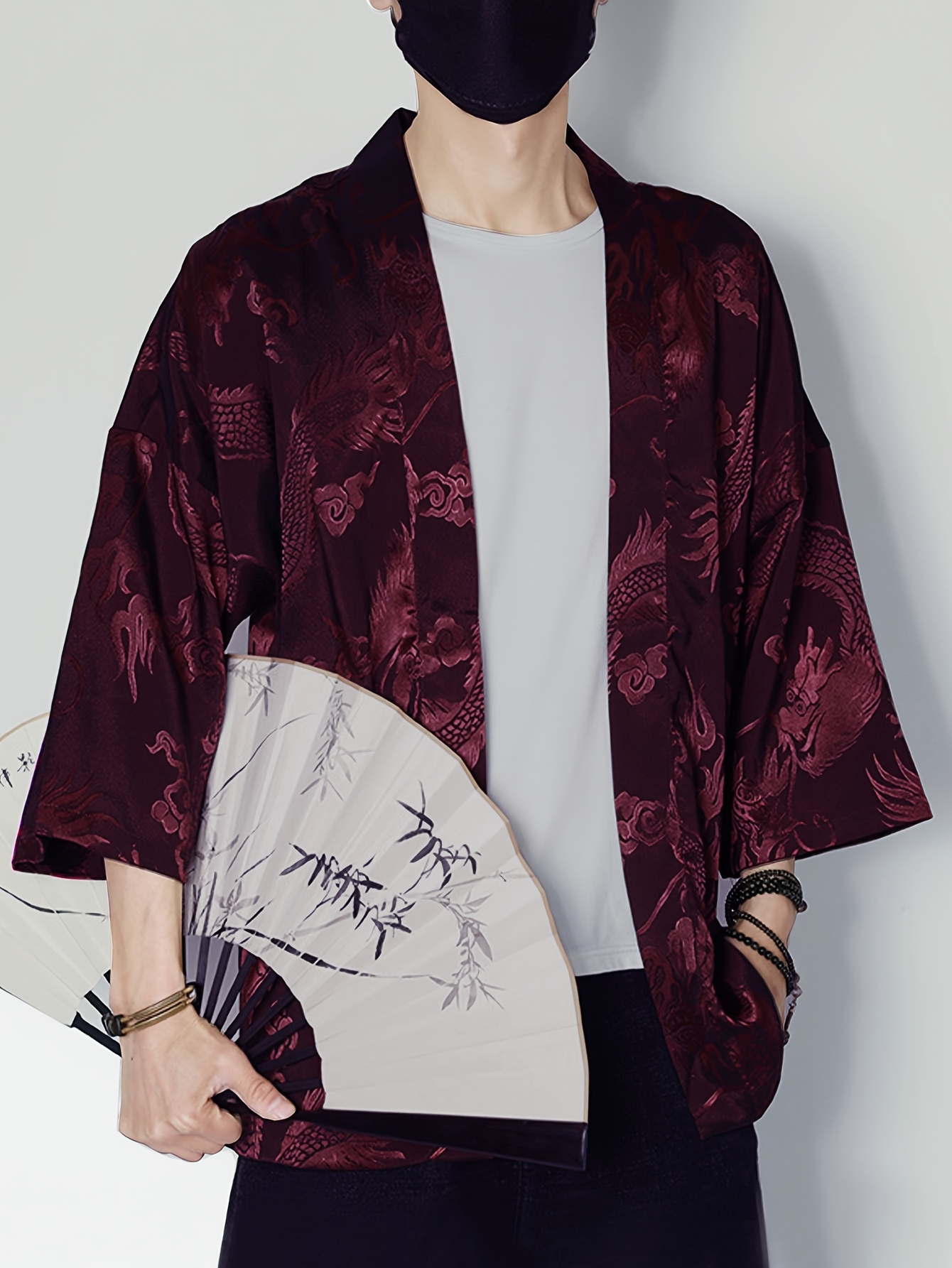 2026 Summer Men's Kimono 3D Pr - Street Fashion Designers 评论和价格