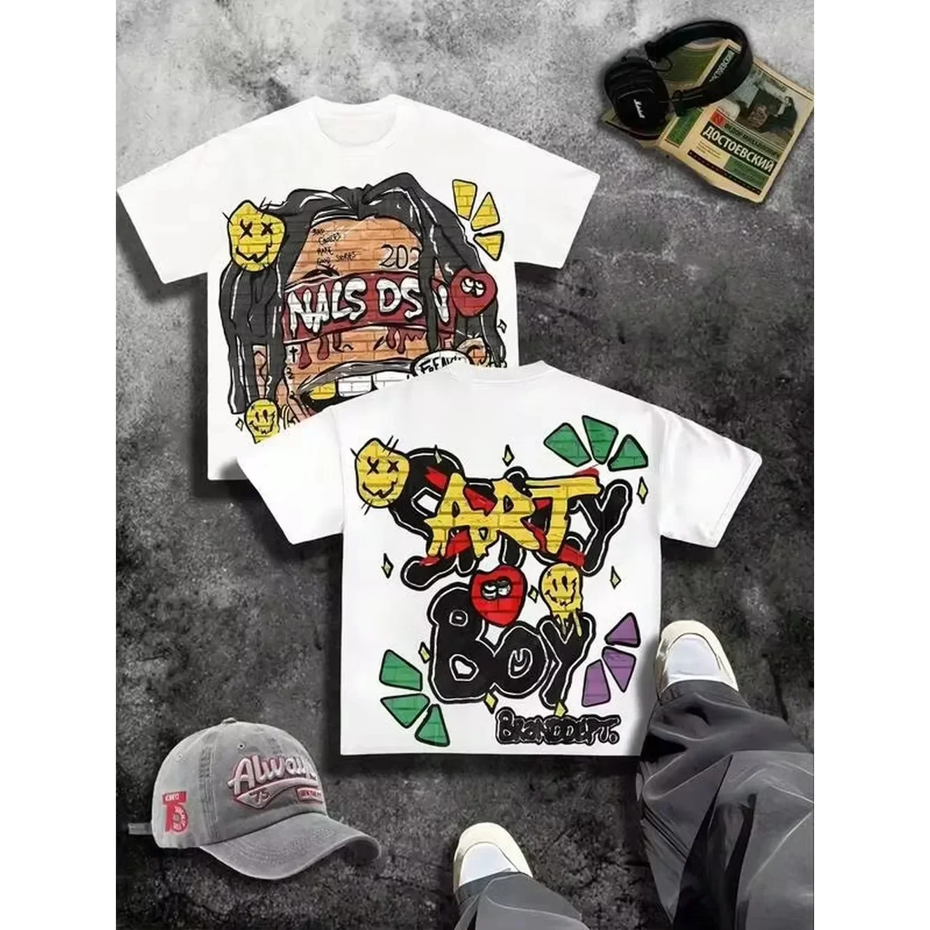 Street Boy Double Sided Printe - Italy Fashion Street 评论和价格