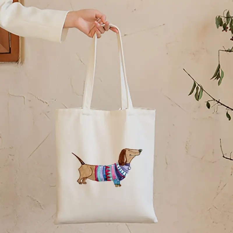 Cute Dachshund Funny Handbags  - Tote Bag Canvas Print 评论和价格