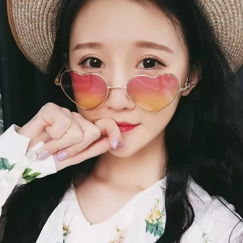 Fashion Heart Shaped Metal Sun - Street Fashion Glasses 评论和价格