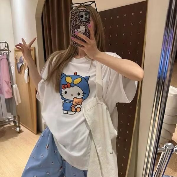 Short Sleeved Hello Kitty Prin - Street Fashion Designers 评论和价格
