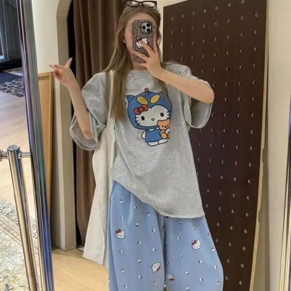 Short Sleeved Hello Kitty Prin - Street Fashion Designers 评论和价格