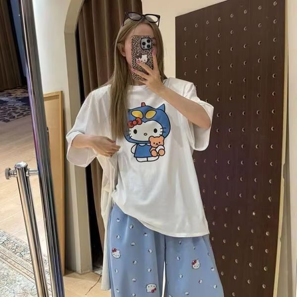 Short Sleeved Hello Kitty Prin - Street Fashion Designers 评论和价格