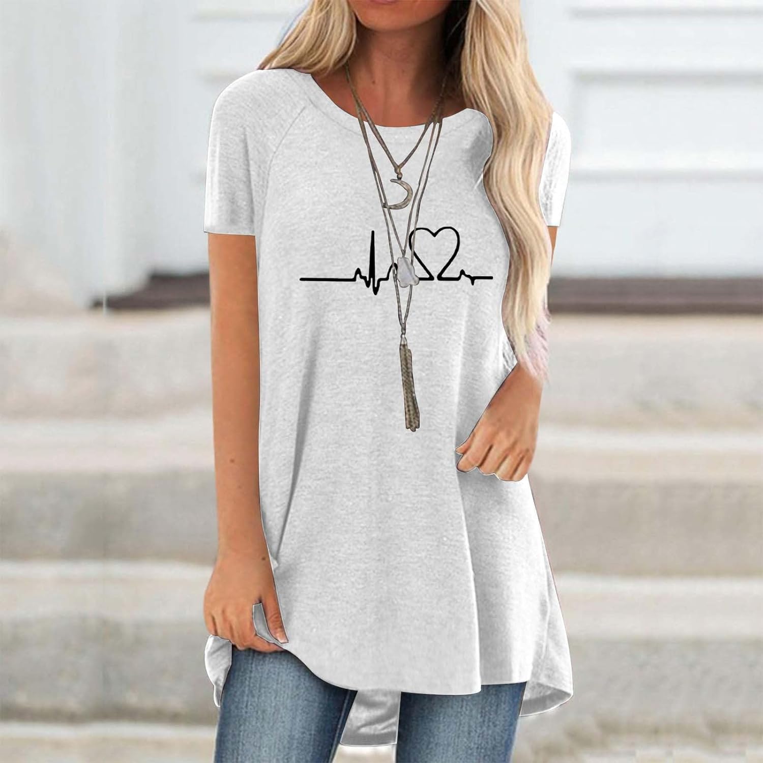 Line Love Graphics 3D Print T- - Longline Tee Oversized 评论和价格