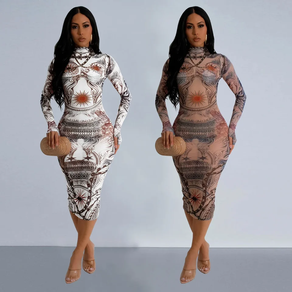 Women Fashion Print Mesh See T - Italy Fashion Street 评论和价格