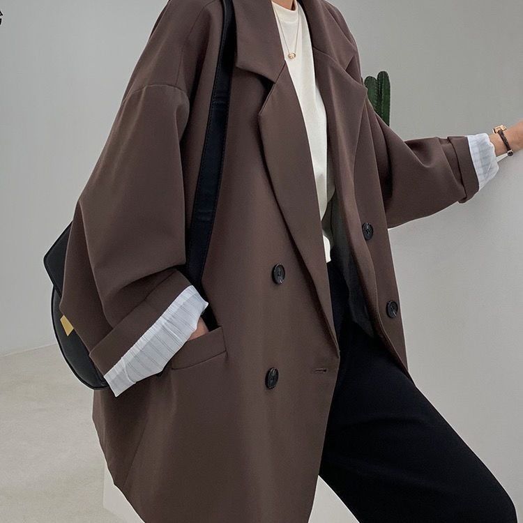Vintage Brown Blazer Women Ele - Street Fashion Official 评论和价格