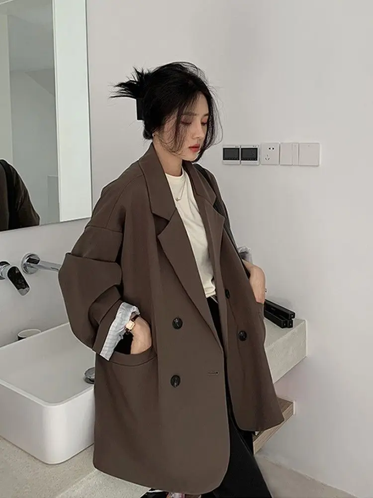 Vintage Brown Blazer Women Ele - Street Fashion Official 评论和价格