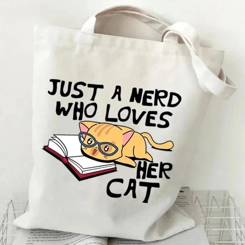 Cat and Book Canvas Handbag La - Tote Bag Canvas Print 评论和价格