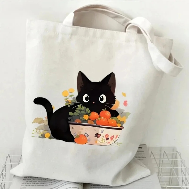 Cat and Book Canvas Handbag La - Tote Bag Canvas Print 评论和价格