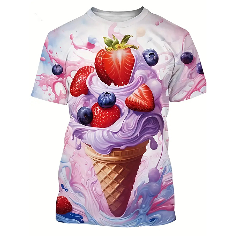 Ice Cream Color Fashion T-shir - Street Fashion Trends 2025 评论和价格