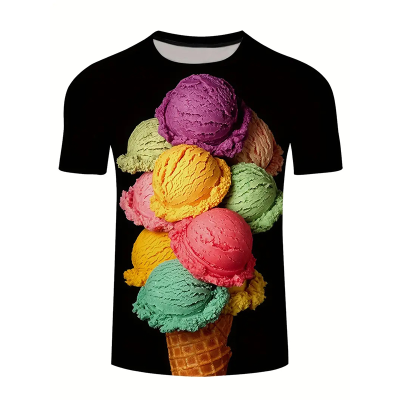 Ice Cream Color Fashion T-shir - Street Fashion Trends 2025 评论和价格