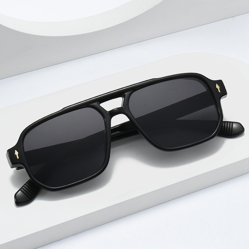 Vintage Double Bridges Men Squ - Street Fashion Glasses 评论和价格