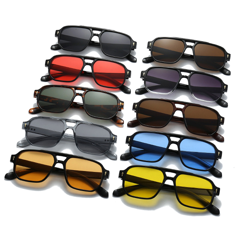 Vintage Double Bridges Men Squ - Street Fashion Glasses 评论和价格