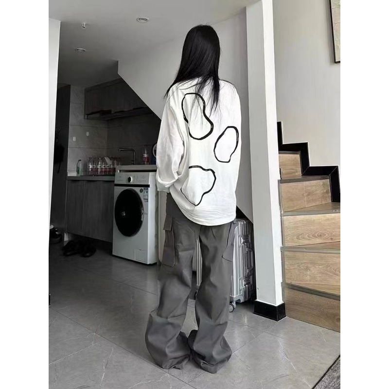 Women Oversized Crew Neck Abst - Longline Tee Oversized 评论和价格