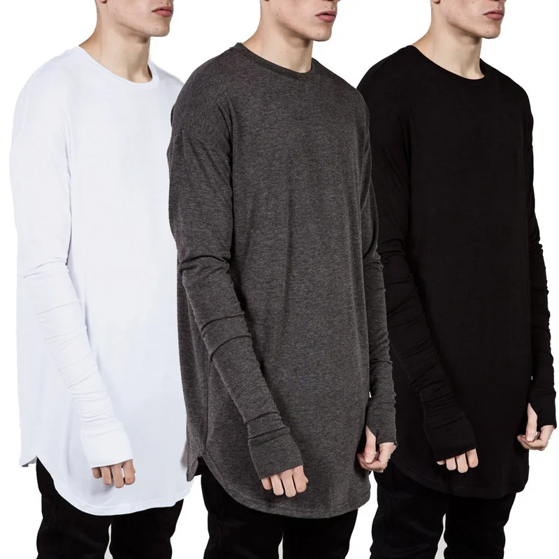 Men Longline Thumb Hole Long S - Longline Tee Oversized 评论和价格