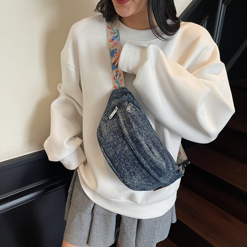 Denim Blue Chest Bags For Wome - Street Fashion Trends 2025 评论和价格
